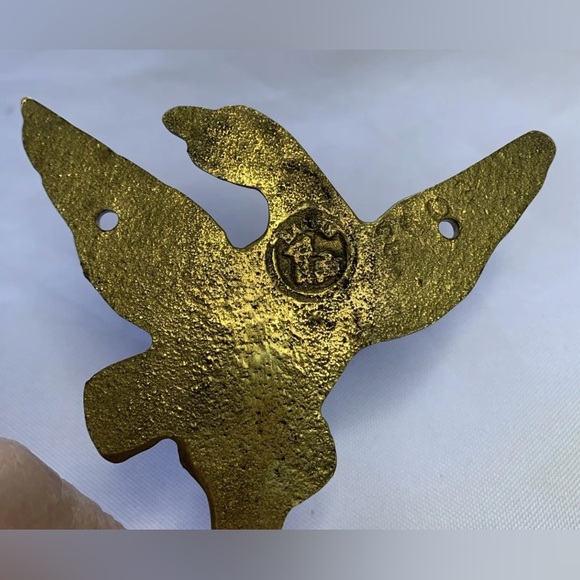 Brass Winged Eagle Bird Hook Wall Decor Vintage 3” x 4” - Picture 6 of 6